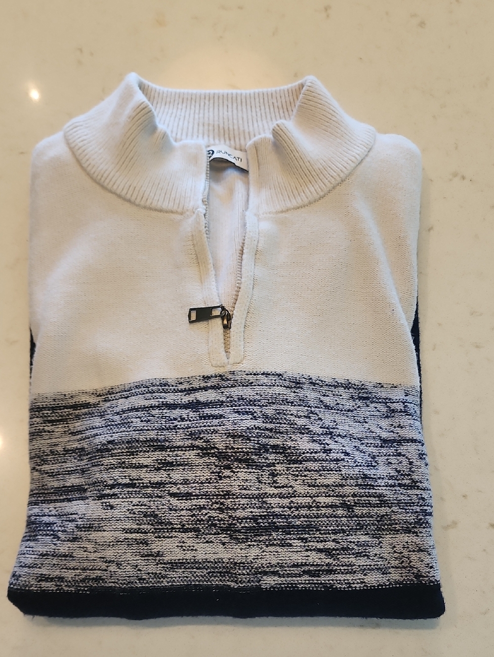 Half-Zip Sweater in Cream and Navy